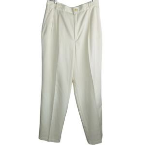 Vintage Pleated High Waist Trousers Pants Cream